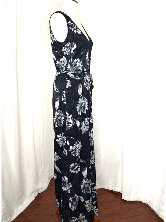 WHBM White House Black Market Avery Floral Black Burnout Jumpsuit 6 - Picture 10 of 11